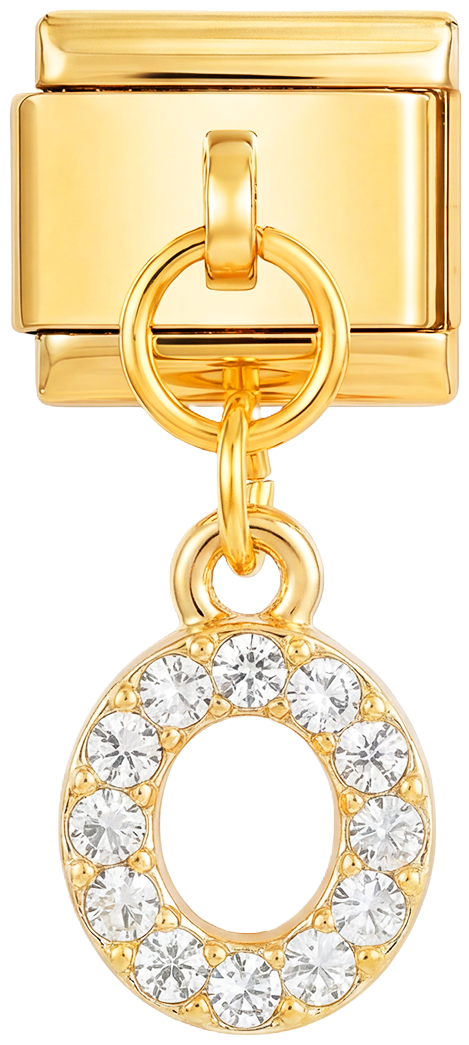 Letter O with stones, Hanging, on Gold - Letter-O-with-stones-hanging-on-gold.png