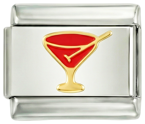 Red Cocktail in its Gold Glass