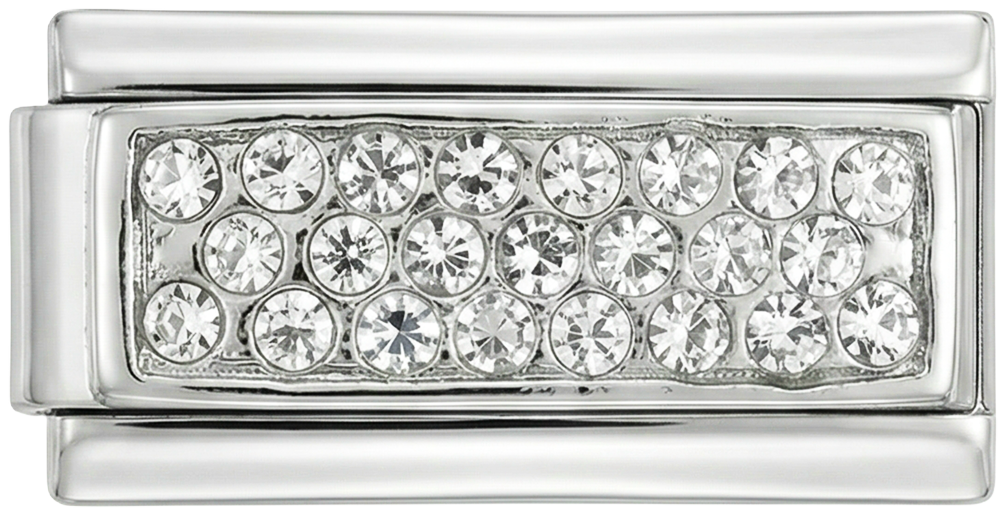 Silver Plate with White Stones, Double, on Silver - silver-plate-with-white-stones-double-on-silver.png