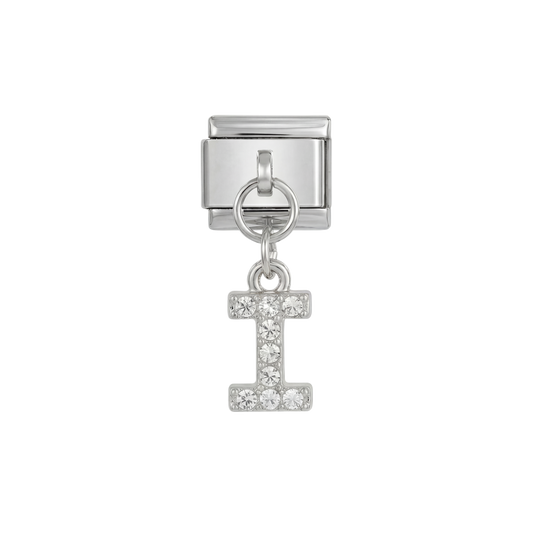 Lettre I, suspendue, sur argent