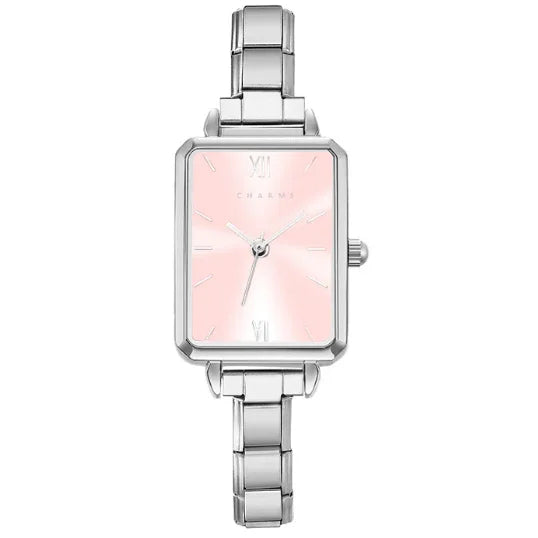Como – Silvermodell med rosa urtavla