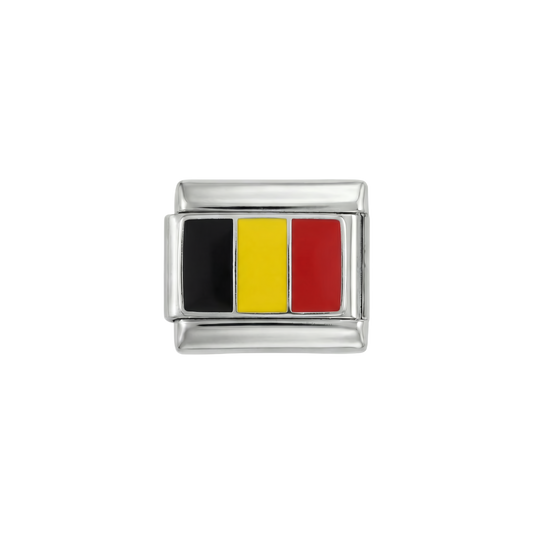 Belgium Flag, on Silver