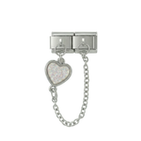 Cœur gris, Charms à double attache, en argent