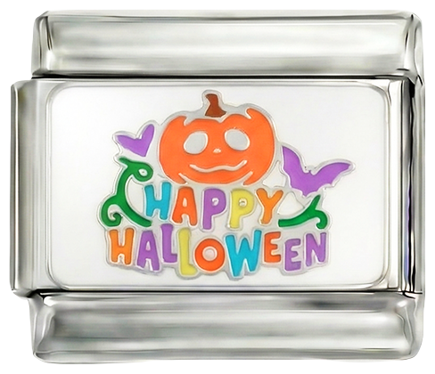 Happy Halloween mit Kürbis in Silber