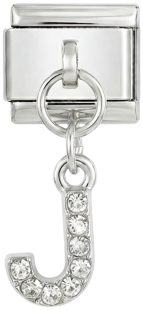 Letter J with stones, Hanging, on Silver - Letter-J-with-stones-hanging-on-silver.png