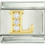 Letter L in Gold with Stones, on Silver - Letter-L-in-gold-with-stones-on-silver.png