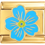 Wird noch hinzugefügt - hellblaue Blume auf Gold