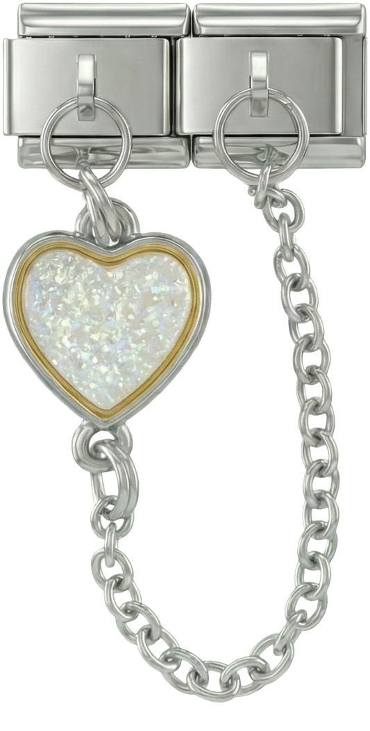Multicolor Heart, Double Linked Charms, on Silver - Multicolor-Heart-Double-Linked-Charms-on-Silver.png