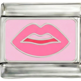 Lèvres roses sur argent