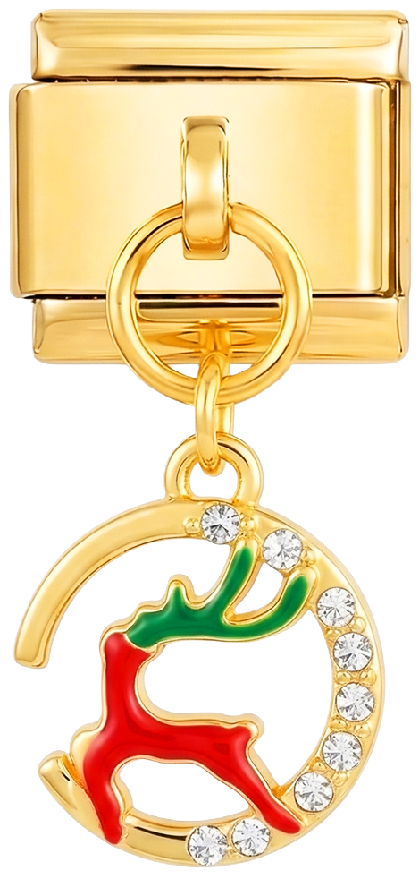 Red Snow Reindeer with Stones