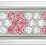 Plaque argentée avec pierres roses et blanches, double, en argent