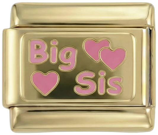 Big Sis with Pink Hearts on Gold - big-sis-with-pink-hearts-on-gold.png