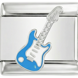 Blue Electric Guitar on Silver