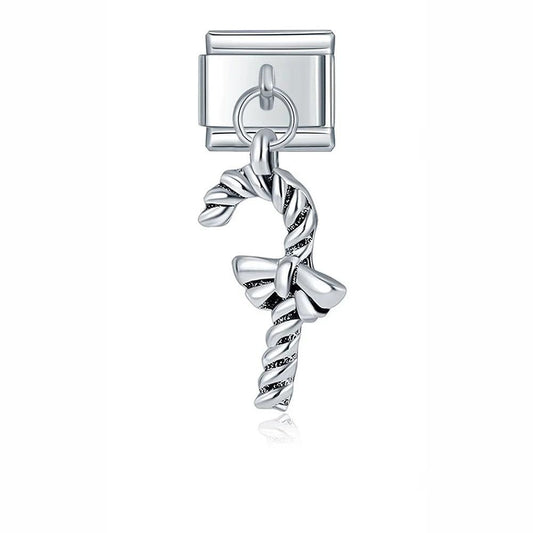 Christmas Candy Cane, Silver - Charms Official