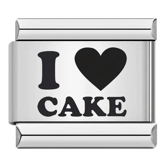 I Love Cake, in Black, on Silver - Charms Official