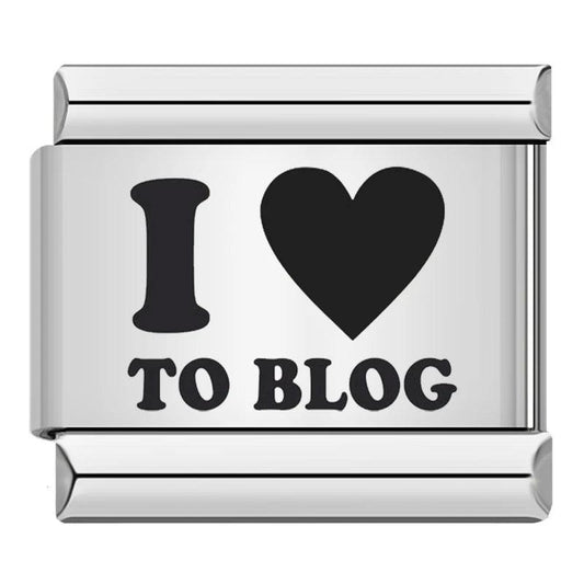 I Love to Blog, in Black, on Silver - Charms Official