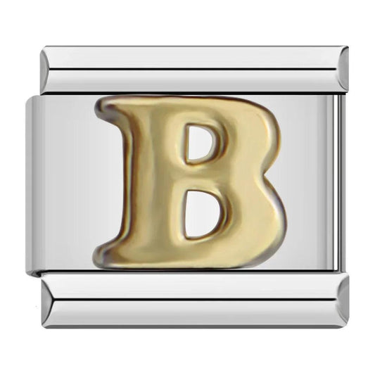 Letter B in Gold, on Silver - Charms Official