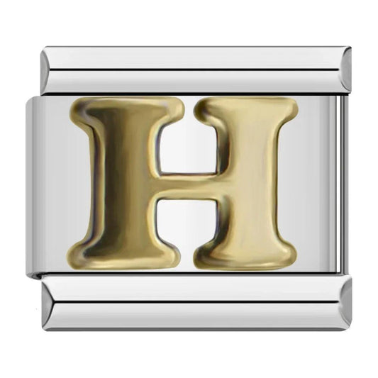 Letter H in Gold, on Silver - Charms Official