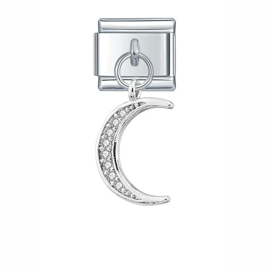 Moon with White Stones, on Silver - Charms Official